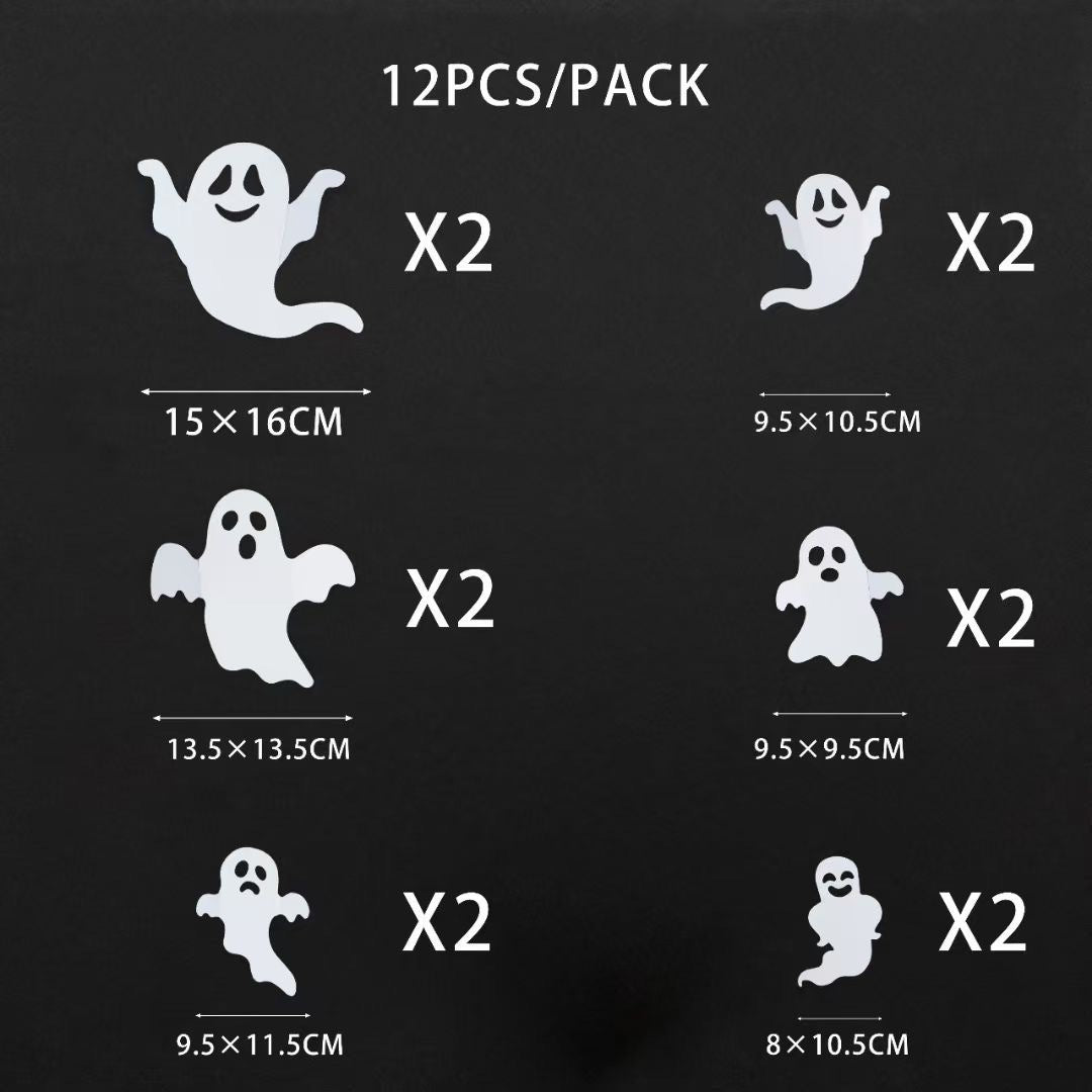 Set de 12 Piezas Decoracion Fantasma 3D