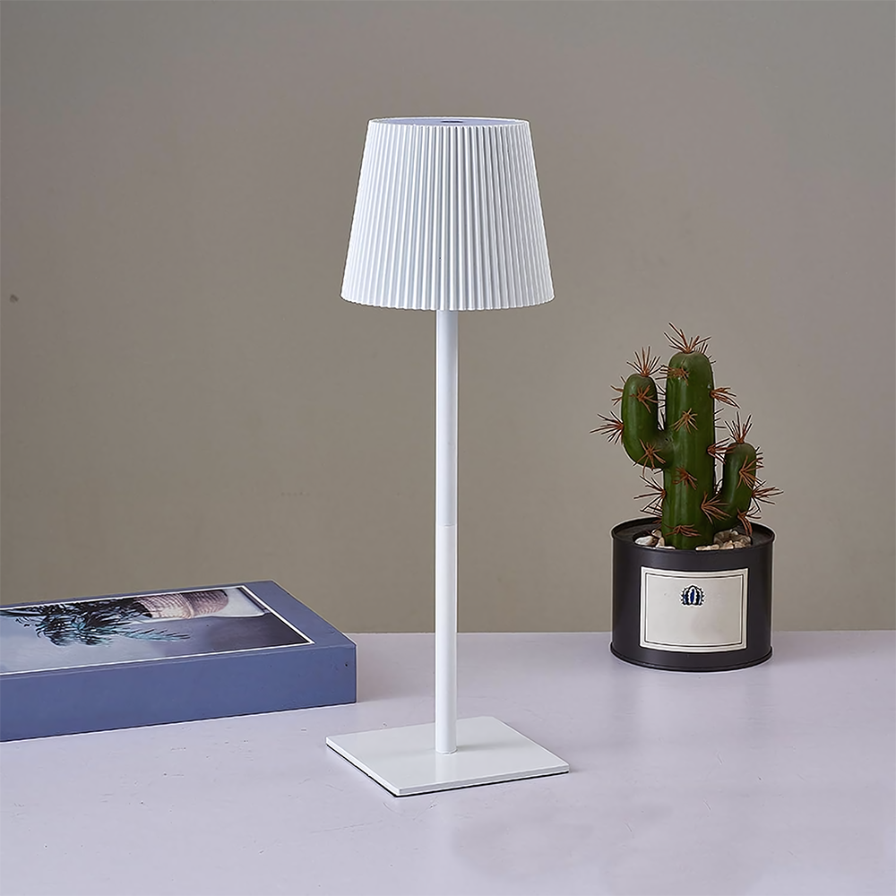 Lámpara de Mesa Inalámbrica a Rayas Base Cuadrada