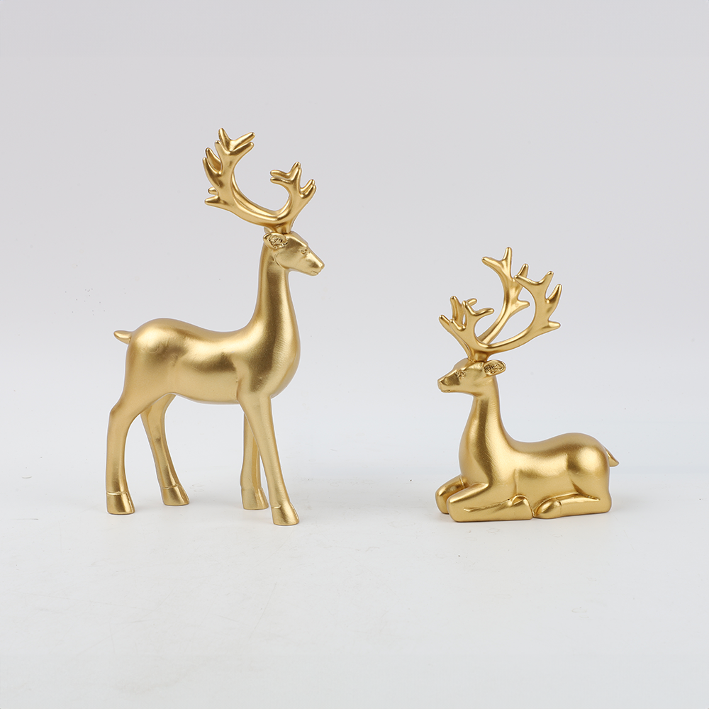Adorno Pareja de Siervos Dorados