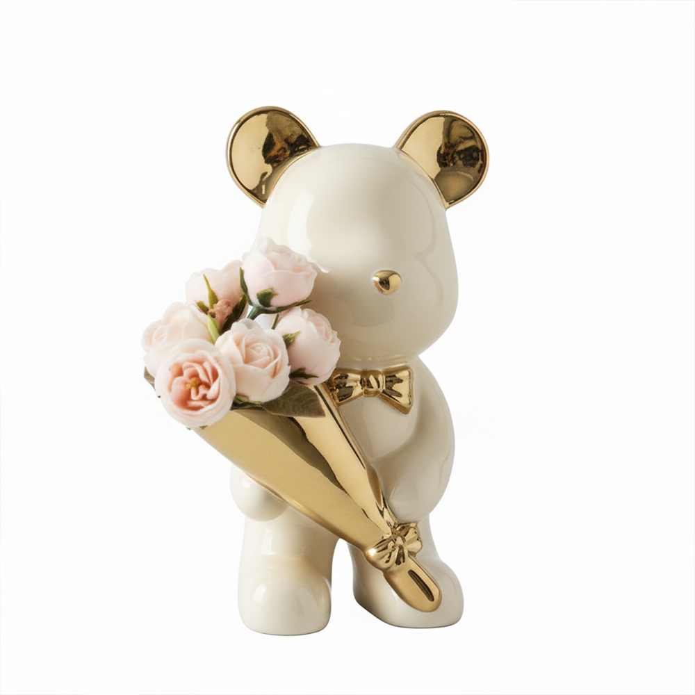 Adorno Oso Sosteniendo Ramo
