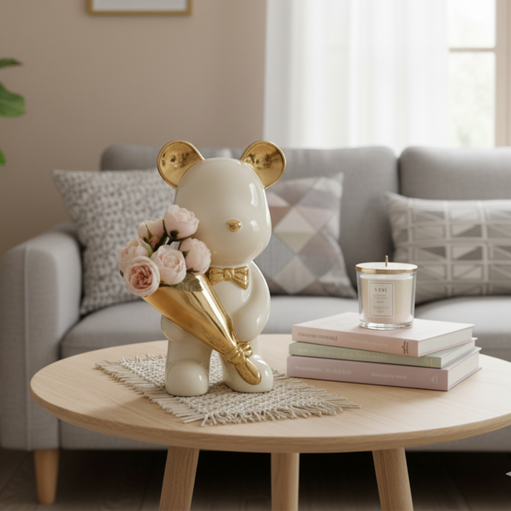 Adorno Oso Sosteniendo Ramo