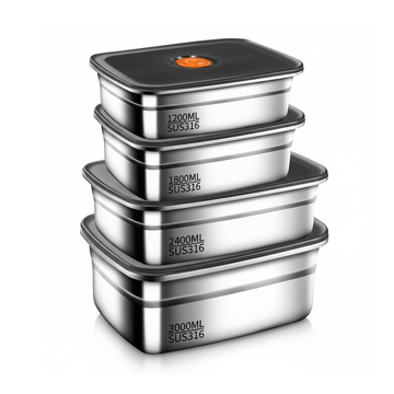 Set de 4 Contenedores de Acero Inoxidable