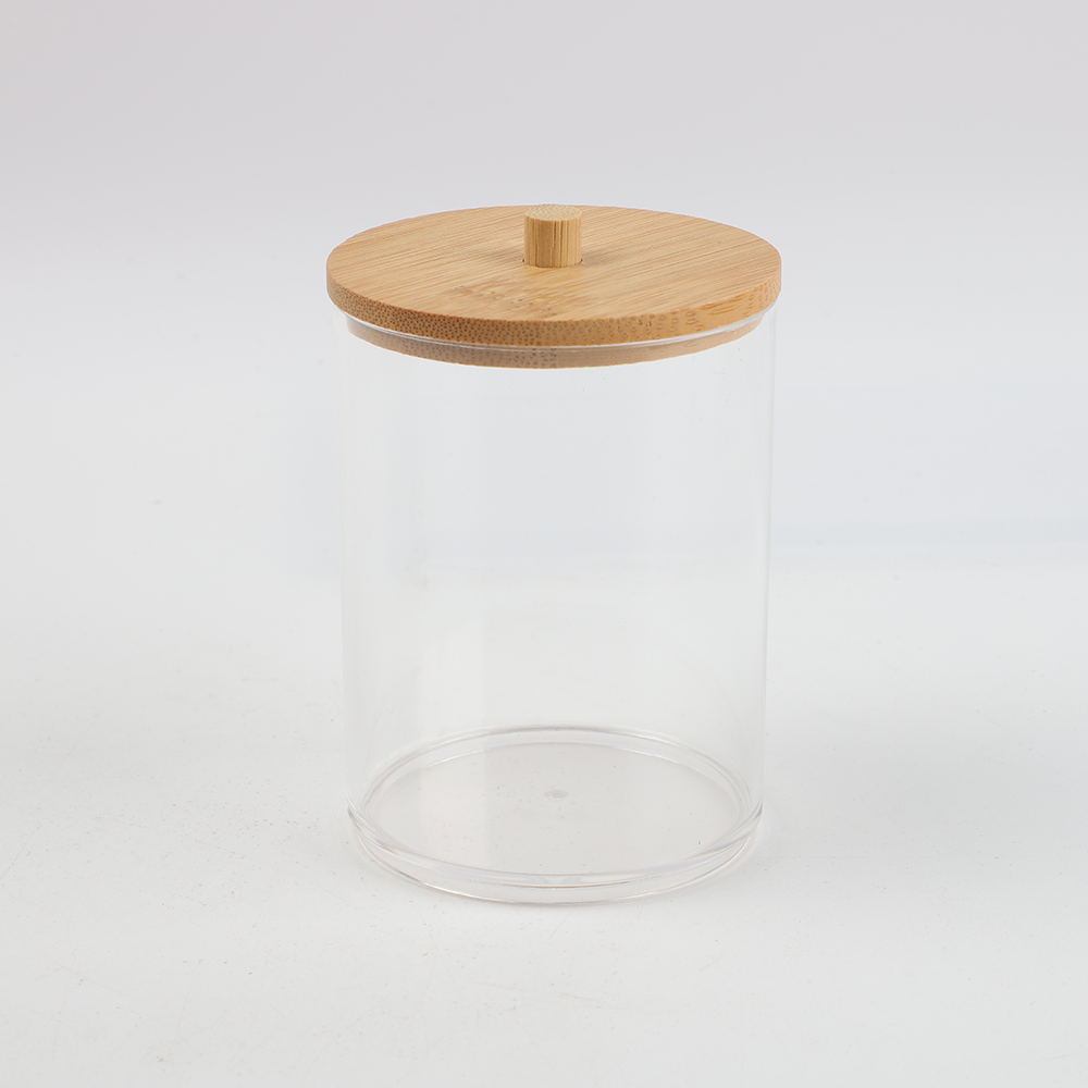 Caja de Almacenamiento Redondo Tapa de Bambú
