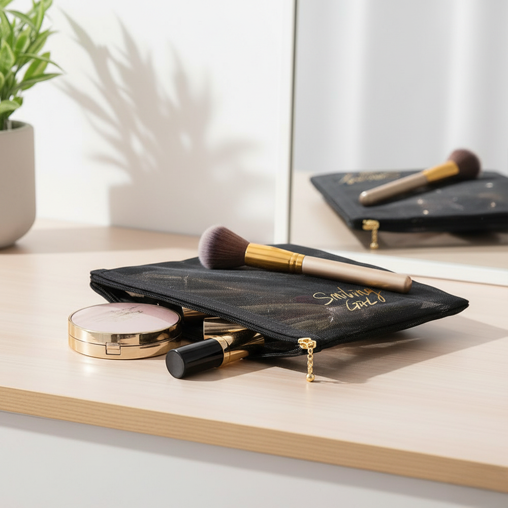 Neceser Rectangular de Malla Negro