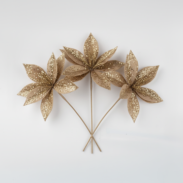 Pack x3 Flores Navideñas - Dorado