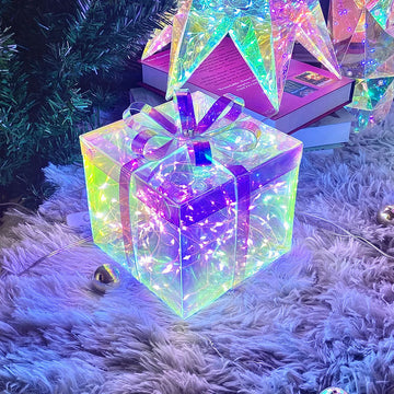 Caja de regalo con luces navideñas