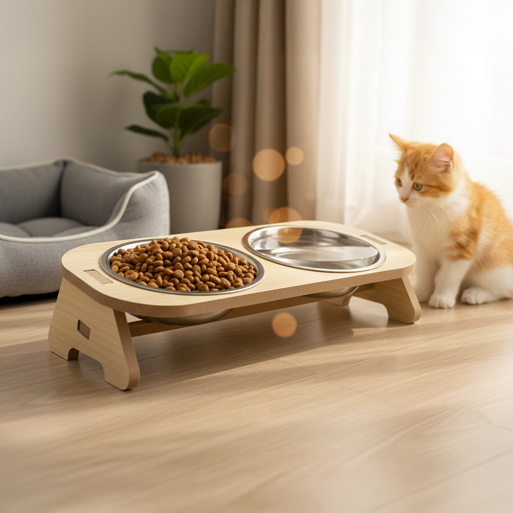 Plato Elevado Doble para Mascota