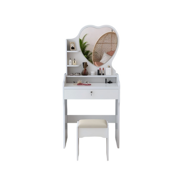 Set de tocador con Espejo de Corazón y Banco