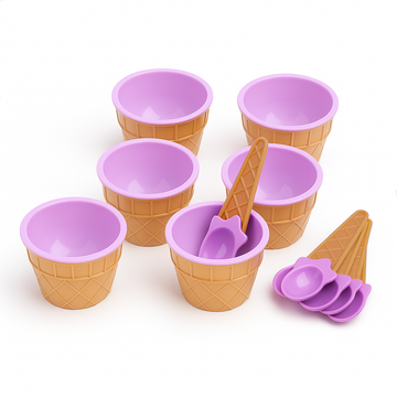 Set x6 Bowls con Cuchara para Helado - Morado