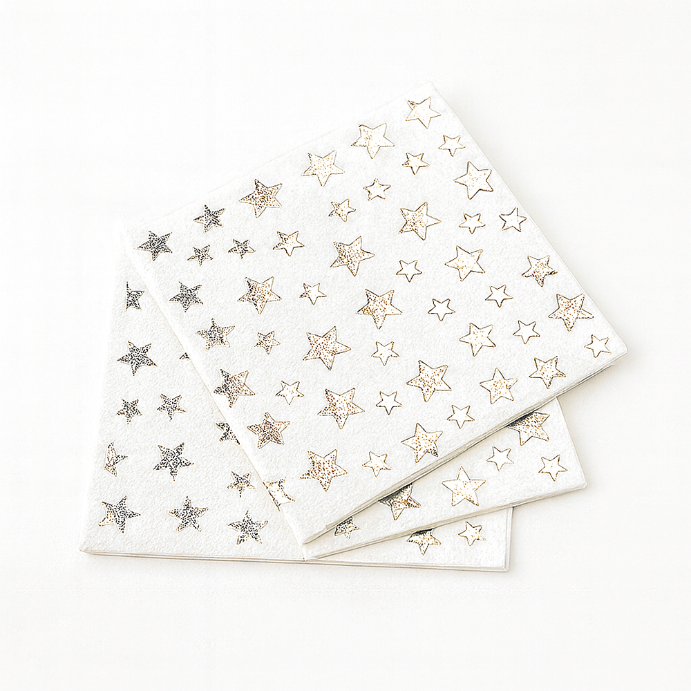 Pack x3 Servilletas de Estrellas Plateadas