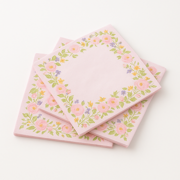 Pack x3 Servilletas de Flores Rosadas