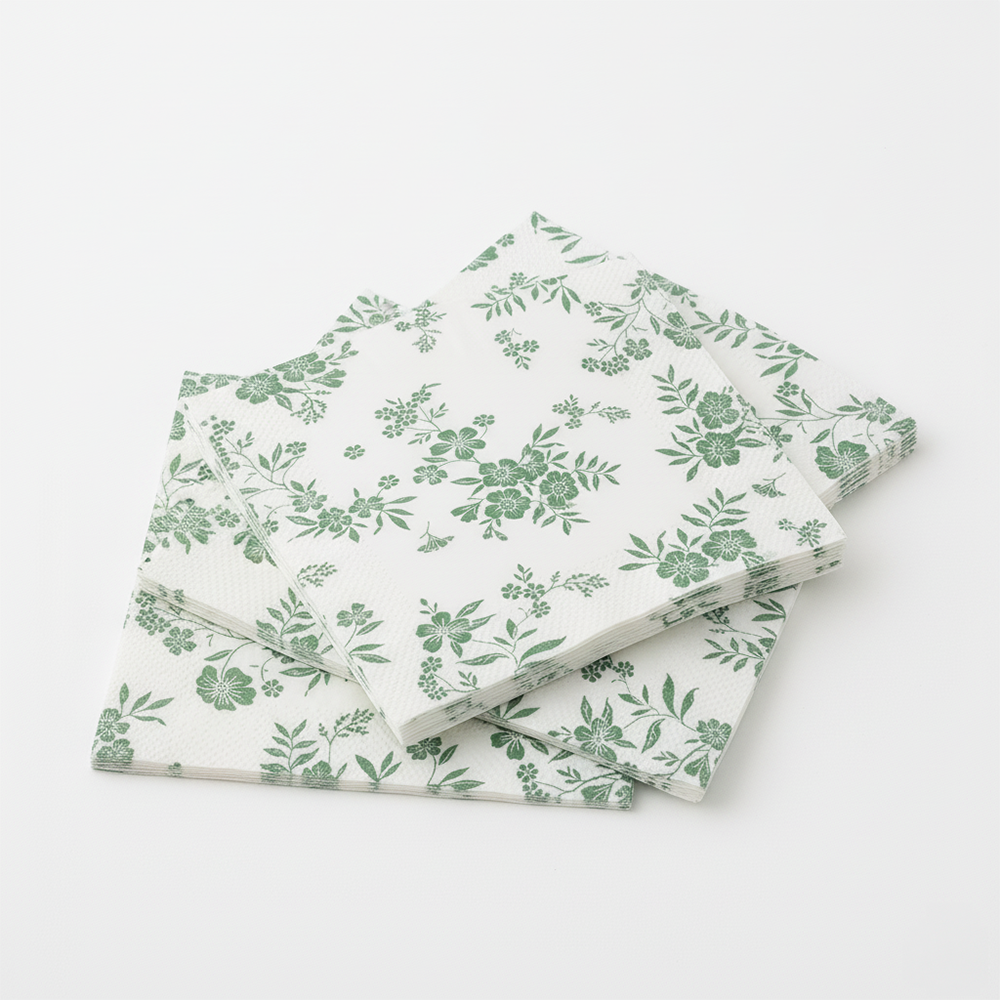 Pack x3 Servilletas de Flores Verdes