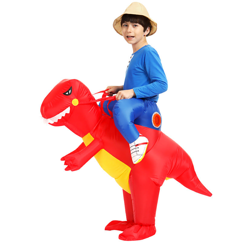 Disfraz Inflable de Dinosaurio Rojo S