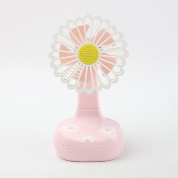 Ventilador De Mano Flor Con Luz Rosa