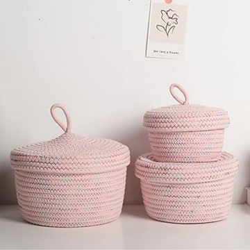 Set De 3 Canastos Rosados Chico