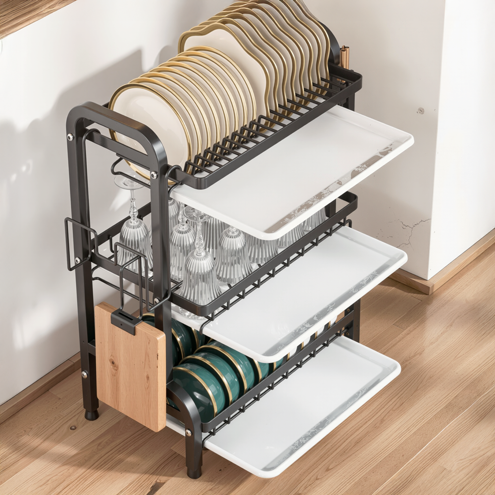 Escurridor de Platos Negro 3 Niveles