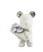 Adorno Oso Blanco Con Ramo De Cerámica
