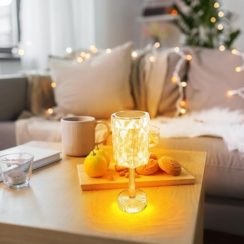 Lámpara de Mesa Portátil USB Diamante Transparente