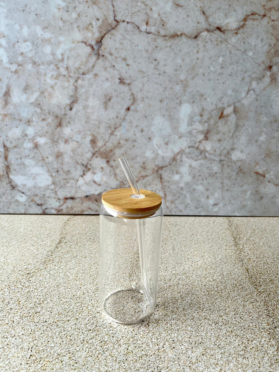 Vaso de Vidrio y Bambú con Sorbete
