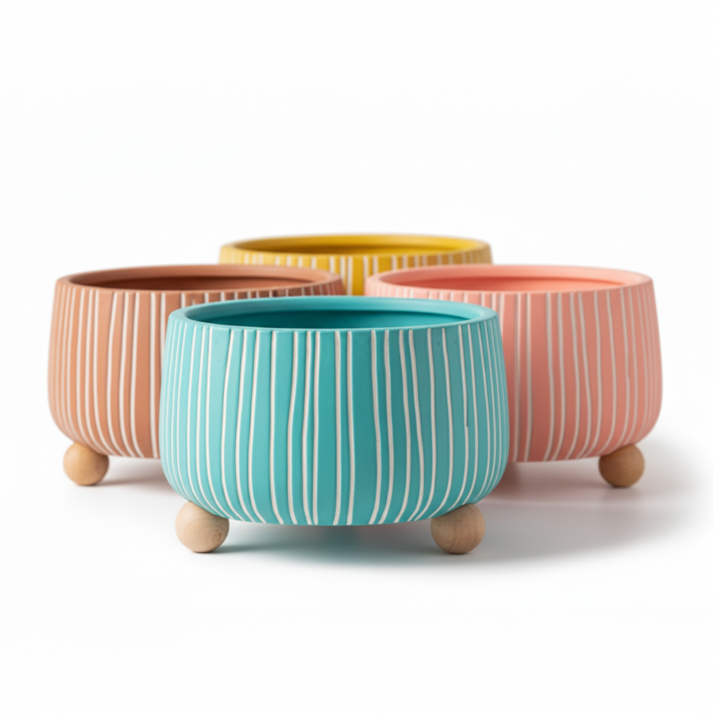 Florero de Cerámica Redondo Patitas Ancho