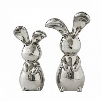 Adorno Par De Conejos Cromados