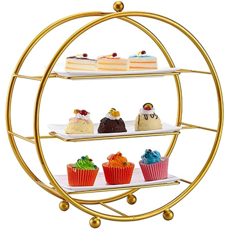 Soporte para Postres de 3 Niveles Dorado