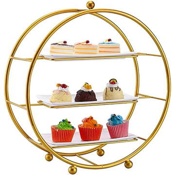 Soporte para Postres de 3 Niveles Dorado
